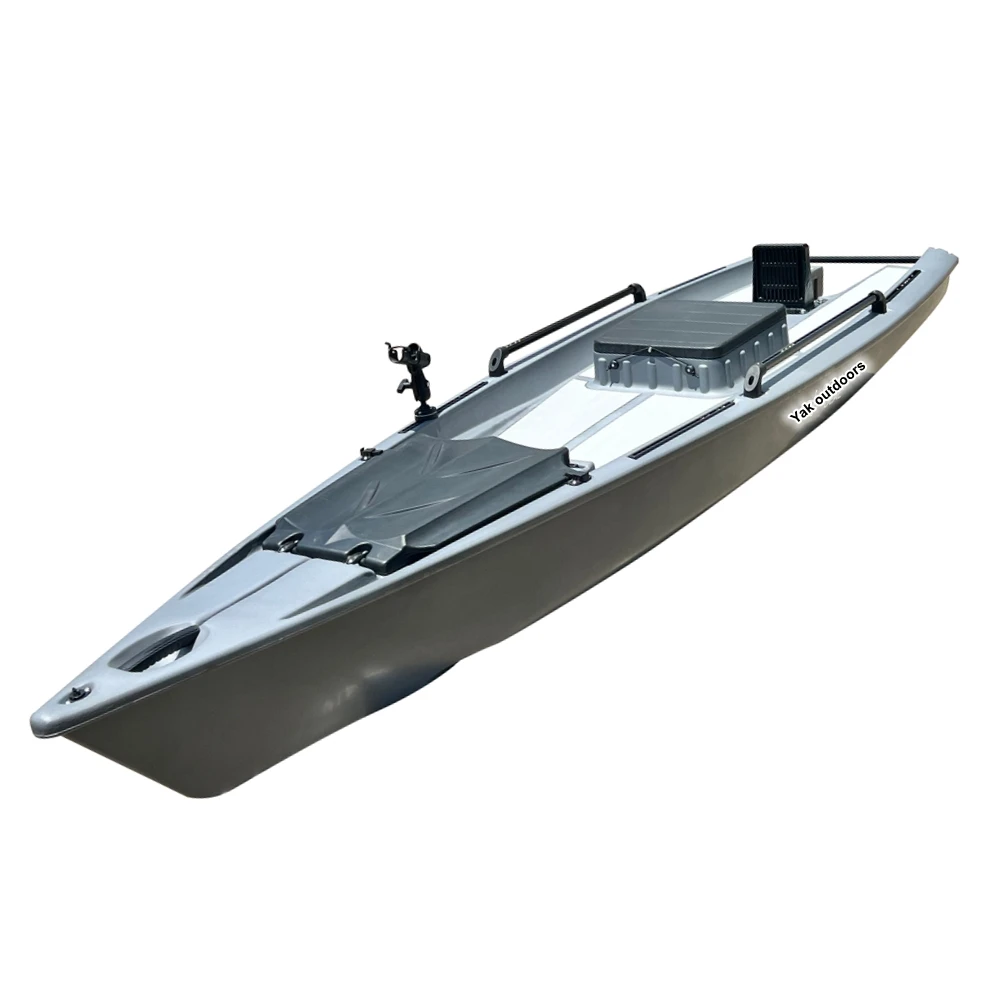 Outdoors 13ft Solo Skiff Motorized Sea Ka Big Storage PE Plastic Rowing Boats Maneuverability Performance Design Made