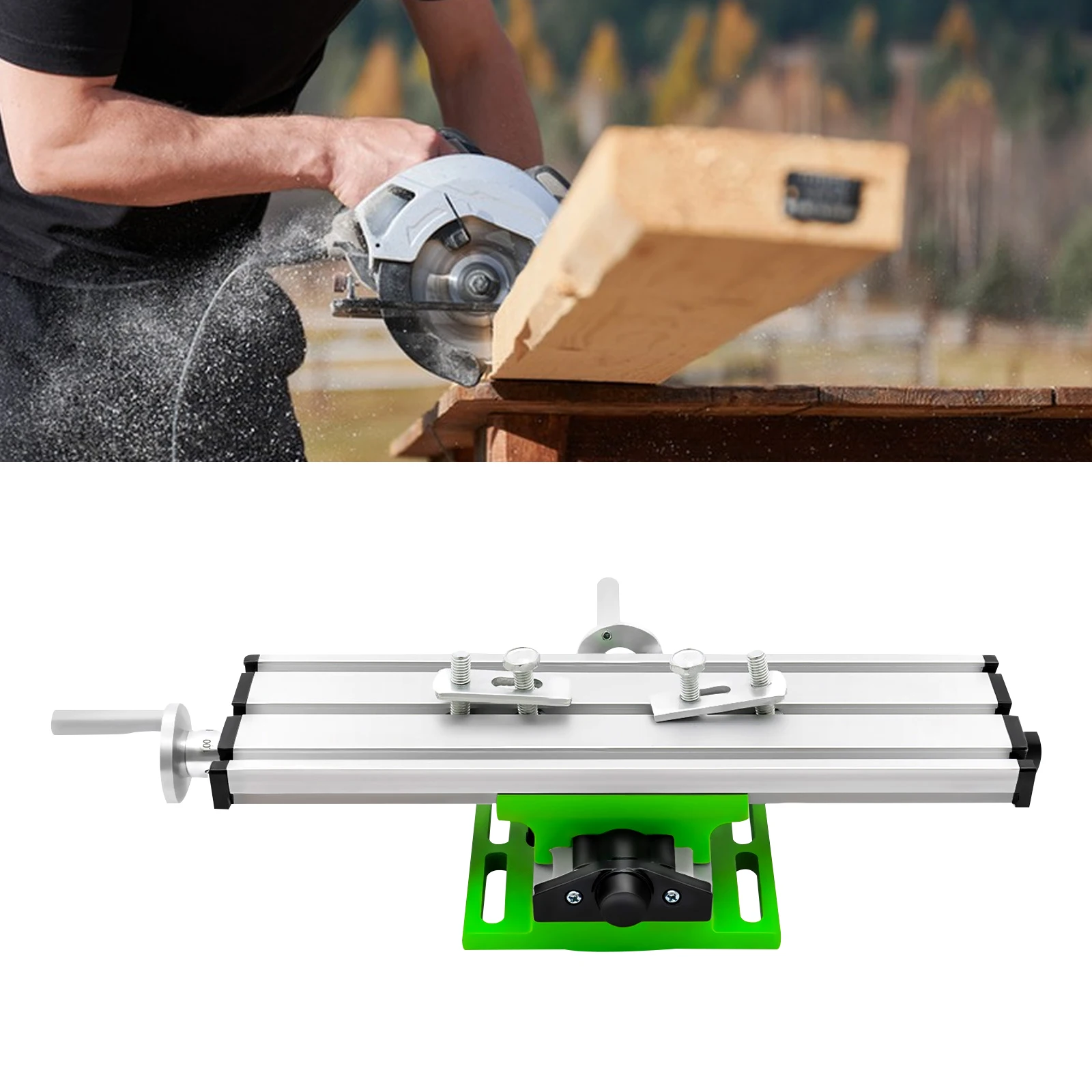 Milling Machine Worktable Cross Slide Table Compound Drilling Slide Table Aluminum Alloy Anti-Corrosion Rustproof XY Axis Adjustable Precision Scale Handwheel Thick Shockproof Base Clamping Jig Portable For Mini Bench Drill Electric Drill Holder Machining