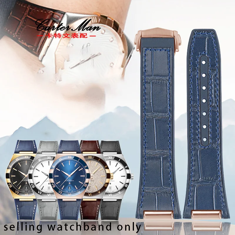 

Cowhide Rubber bottom wristband for Omega Constellation Manhattan Series Observatory 131.13 genuine leather rubber silicone bott