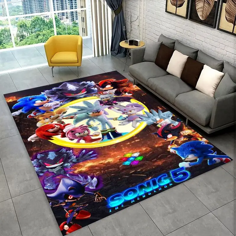Classic S-Sonic Cartoon Game Carpet Rug for Playroom Bedroom Living Room Sofa Home Decor, Area Rug Non-slip Floor Mat Fest Gift