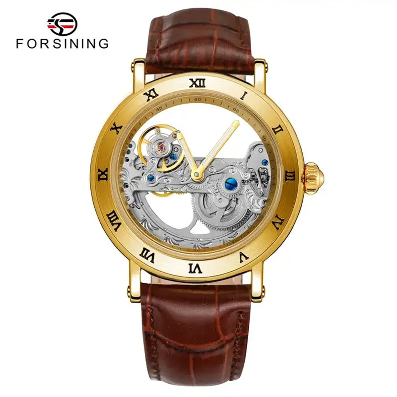 Forsining 208L Luxury Original Watches Men Transparent Dial Mechanical Automatic Analog Watch For Male Waterproof Bracelet