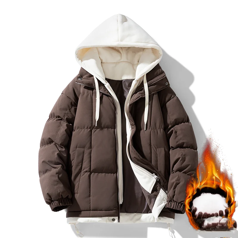 2023 Parka con cappuccio da uomo spesso caldo da uomo tinta unita marchio di moda giacca invernale cappotto Casual Parka moda donna nuovo Streetwear