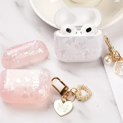 2024 Girl Pearl Shell Keychain Case for AirPods 4 Case for AirPods 4 Generation Airpod 4th Case Silicone Capa