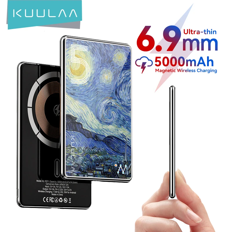 KUULAA Magnetyczny Power Bank 5000mAh Magnetyczna Bezprzewodowa Ładowarka do Telefonu Bateria Zewnętrzna 20W Szybkie Ładowanie Dla iPhone 17 16 PowerBank