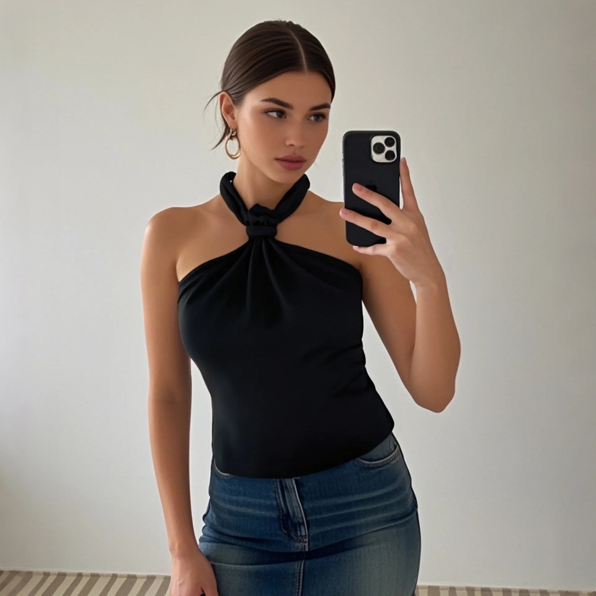 

2025 New Women's Halter - neck Sling Top Knot - detail Design for a Stylish and Trendy Look for Summer Wear y2k