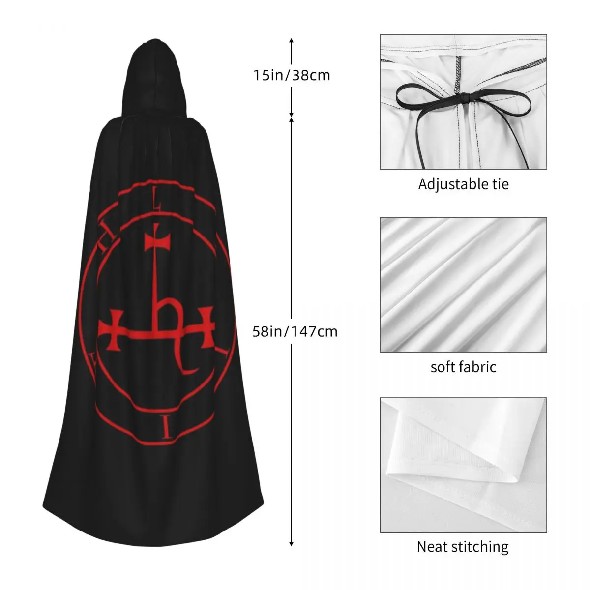 Lilith La Madre Oscura Sigillo Of Lilith The Dark Mother-Seal LongHooded Cloak Witch Medieval Costume Cosplay Cape HalloweenCoat - view 3