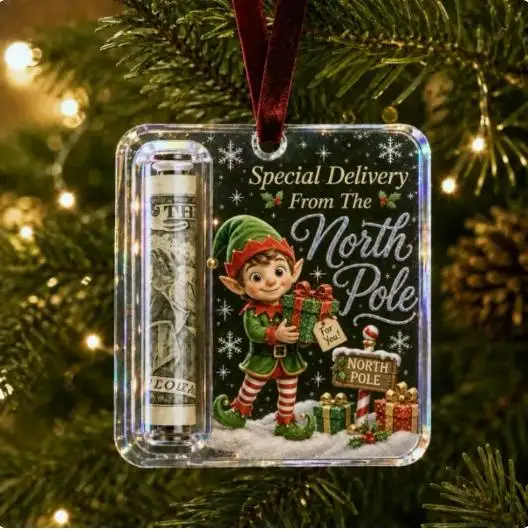 Christmas Cash Holder Ornament Acrylic Crafts Transparent Christmas Castle Christmas Tree Pendant Decoration Cute Money Holder