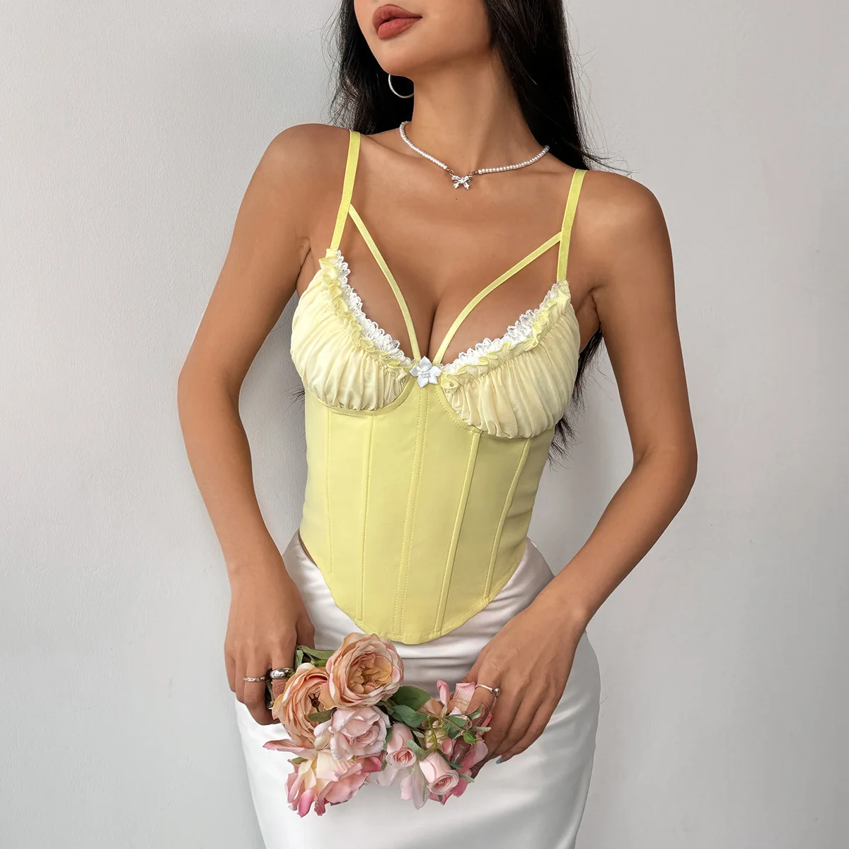 Sleeveless Corset Crop Tops Women Y2k Slim Shaper Tank Top Sexy Halter Chest Cotton Camisole Fashion Vest Summer Female Clothing