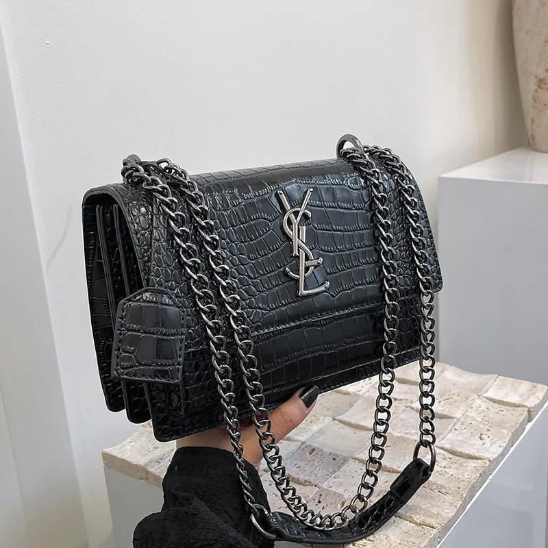 

2026 new bag high-end crocodile pattern retro chain bag fashionable single shoulder crossbody bag