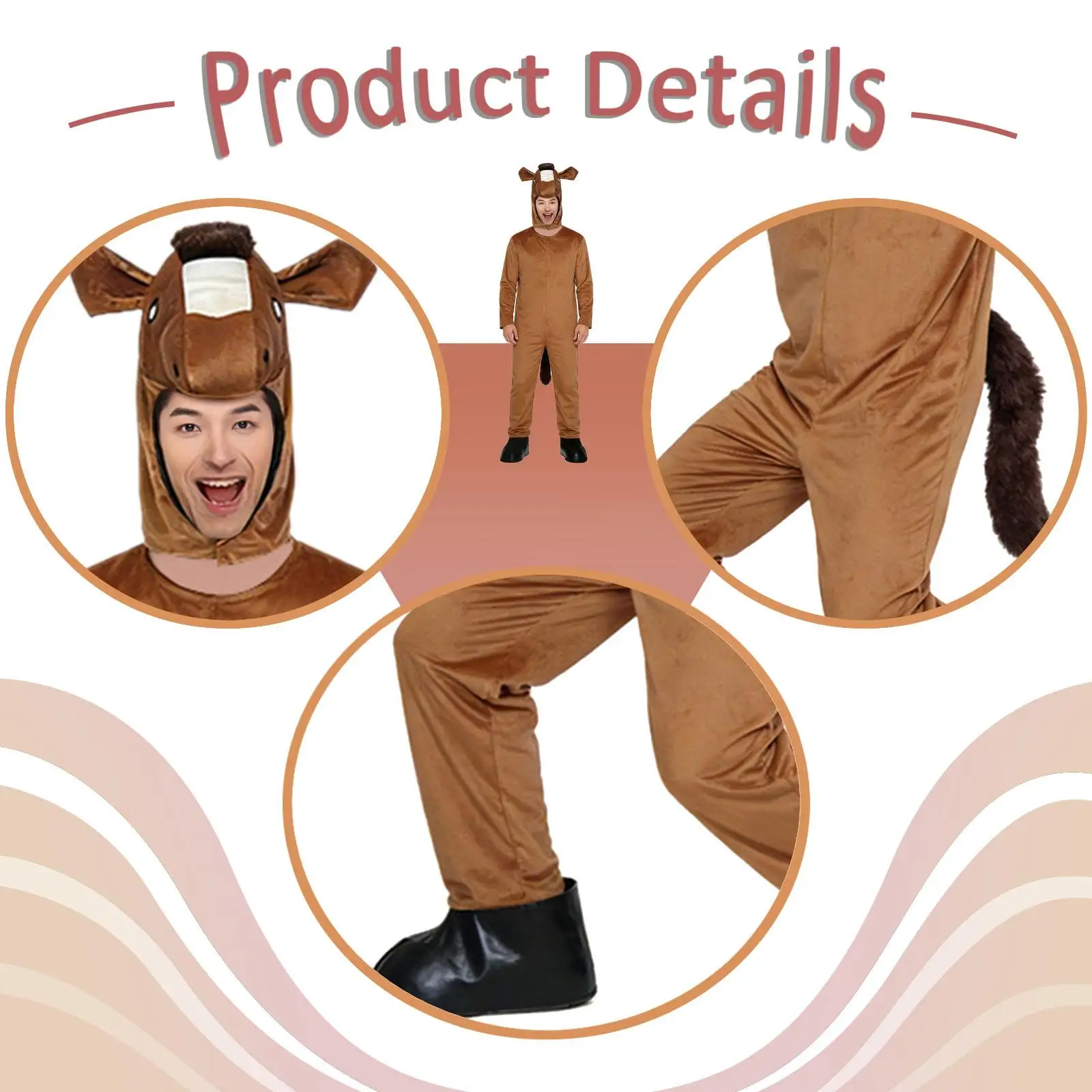 

Костюм взрослой лошади: забавный необычный костюм животного, комбинезон для ролевых игр, карнавала, косплея, Хэллоуина, сценических выступлений