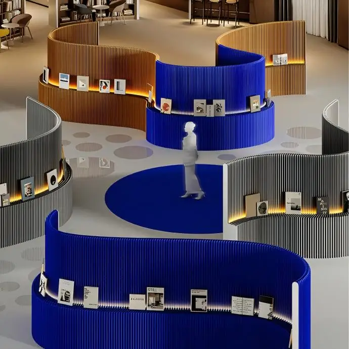 Office Partition Screens Folding Stretch Luminous Storage Screen Office Partition Paper Wall Mobile Storage Partition