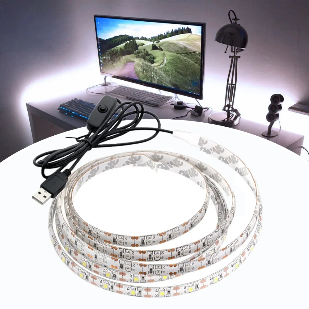 

USB-Лента светодиодная для подсветки телевизора, 5 В, 2835, 60 светодиодов/м