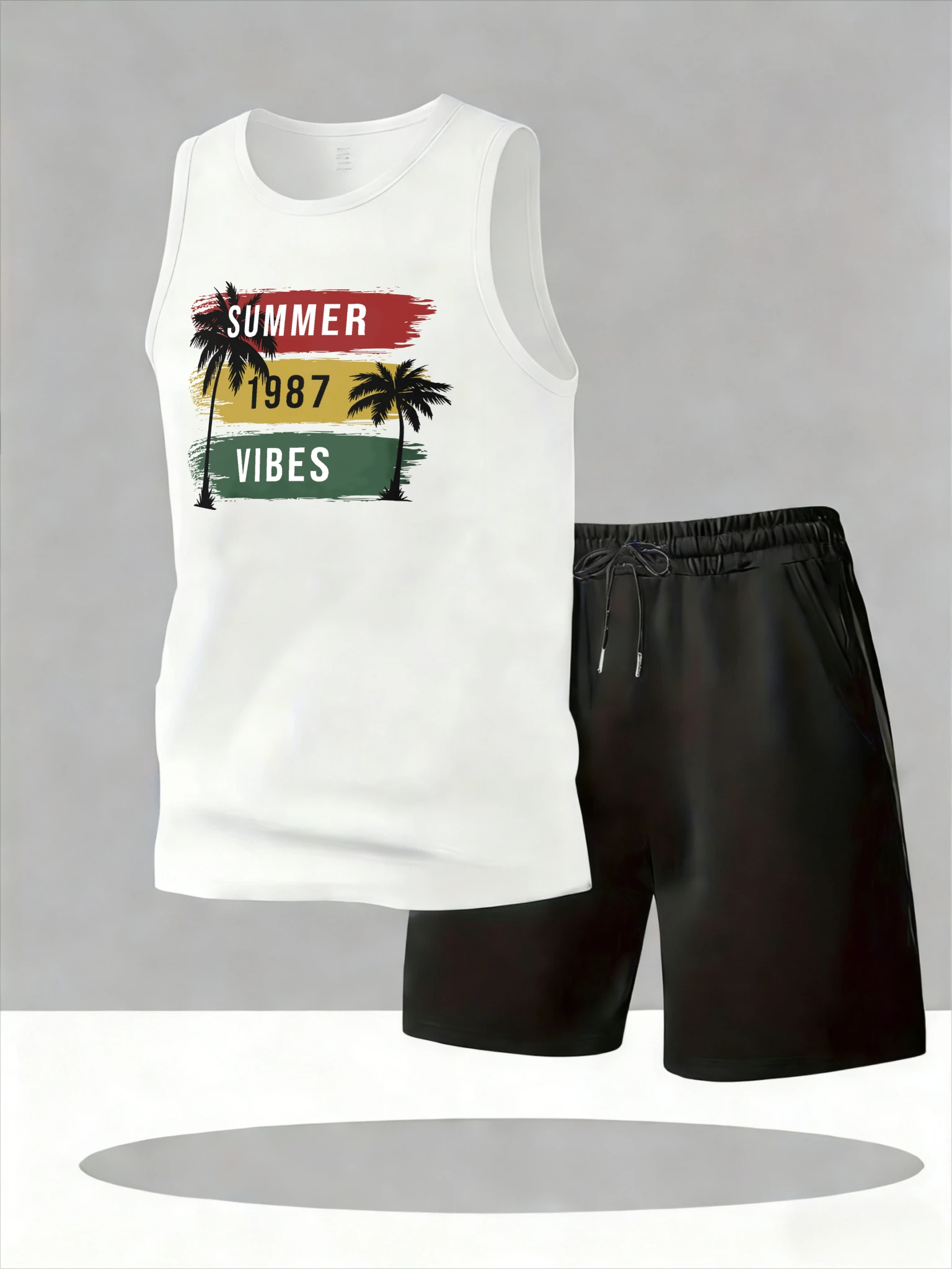 

Men's Tank Top Sets 2026 Summer Quick drying oversize clothing set sports seaside crewneck 2 piece set Breathable running