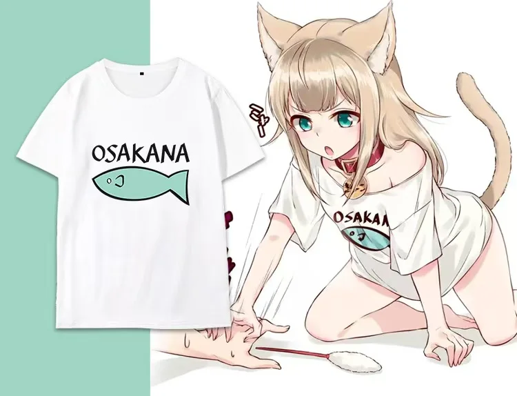 

Anime Kinako OSAKANA Cotton Casual Short Sleeve T-Shirt Tee Tshirt Girls Cosplay Customized Clothes