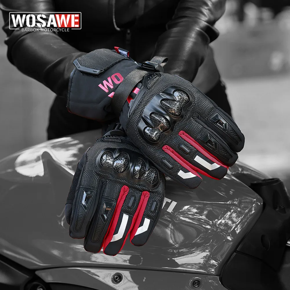 

WOSAWE Winter Gloves for men Women Motorcycle Thermal Gloves Guantes Touchscreen Winter Cycling Gloves for Outdoor Riding Gloves