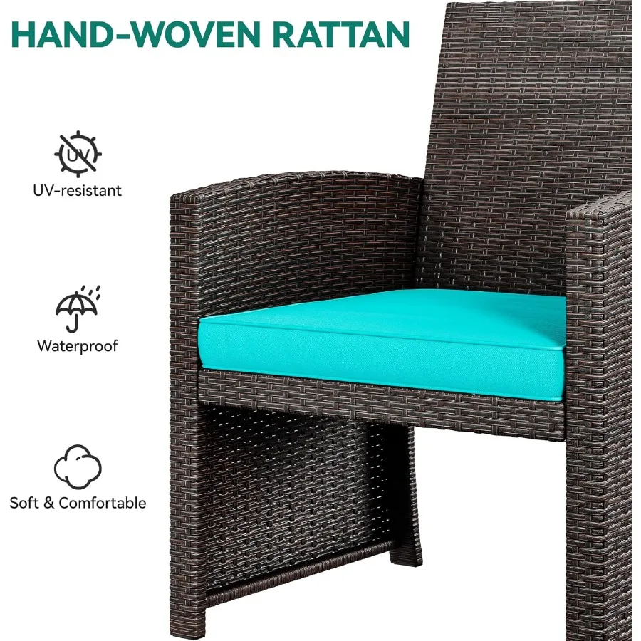 YITAHOME أثاث الفناء الخوص في الهواء الطلق بيسترو مجموعة 4 قطع جميع الأحوال الجوية الروطان المحادثة Loveseat لشرفة الفناء الخلفي وفي ديسمبر #6