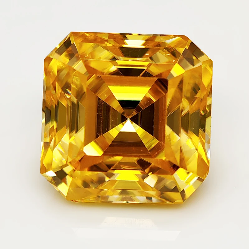 Golden Yellow Moissanite Stone Asscher/Cushion Cut GRA Certified Moissanite Diamond With GRA Certificate Pass Diamond Tested