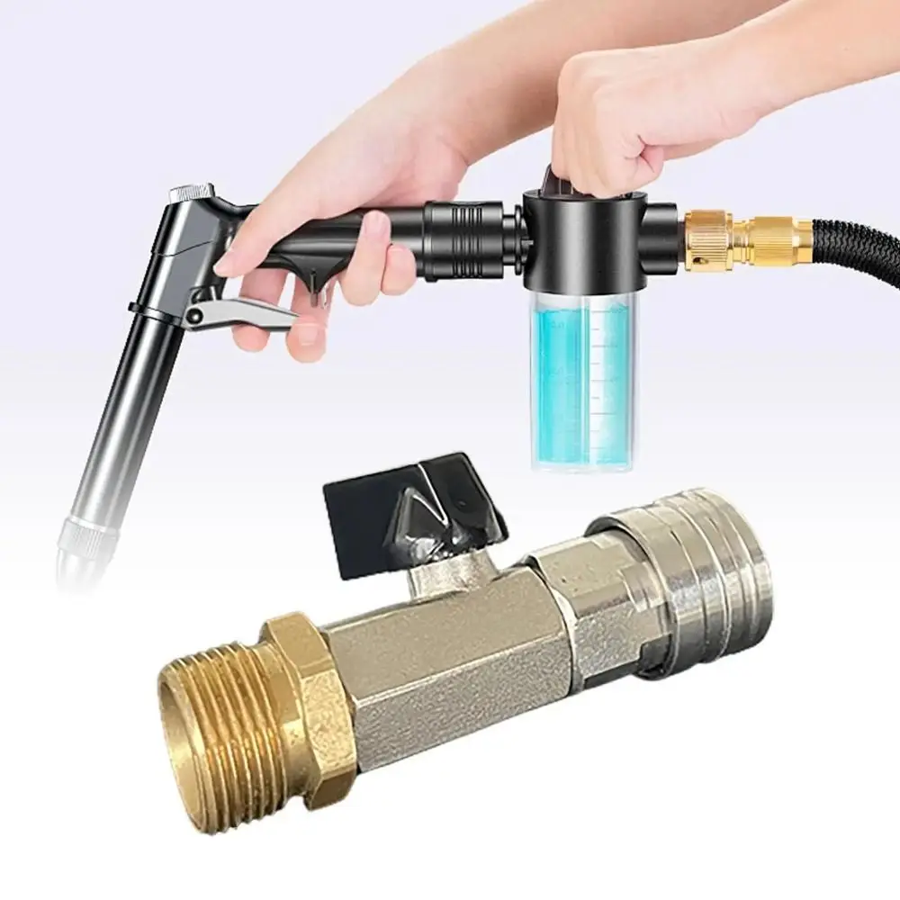 Water Flow Control High Pressure Washer Ball Valve Brass Material M22 14mm Quick Connector Threaded Ports On/Off Switch
