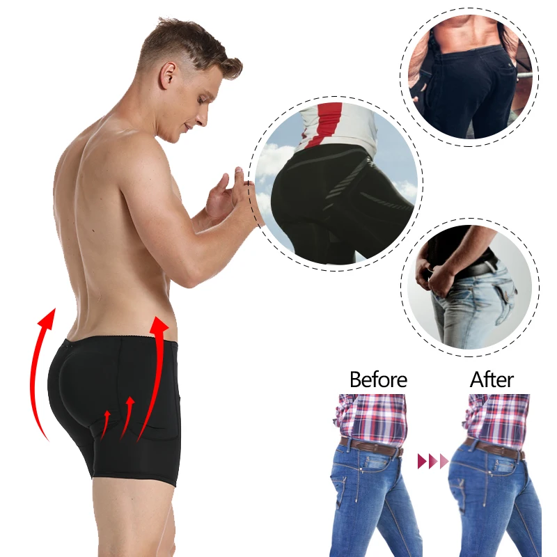 Men Shaper Padded Boxer Briefs Hip Enhancer Slimming Underwear Fake Buttocks Shapewear Butt Lifter Shorts Booty Padding Panties