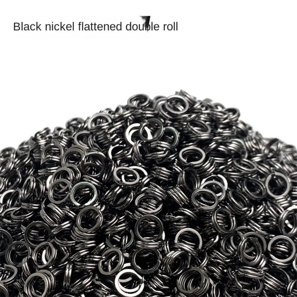 Black Nickel Fish Connector Stainless Steel Flattening Ring Fishing Split Rings Double-loop Anti Damage Circle Swivel Snap