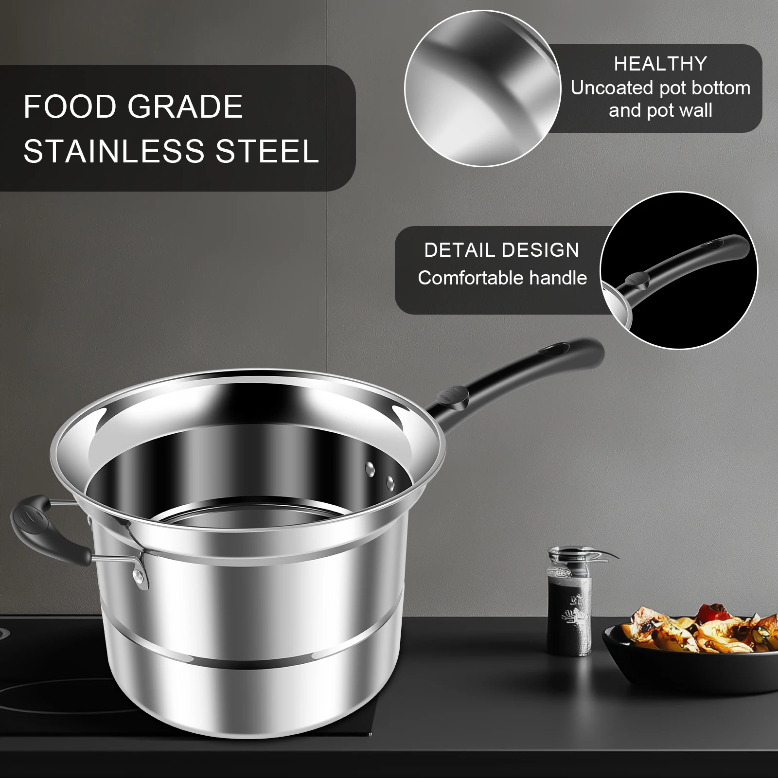 Stainless Steel Deep Fryer With Frying Basket Multifunc Steamer Pot Kitchen Cooking Noodle Pot Fryer Pan Versatile Deep Cook Pot