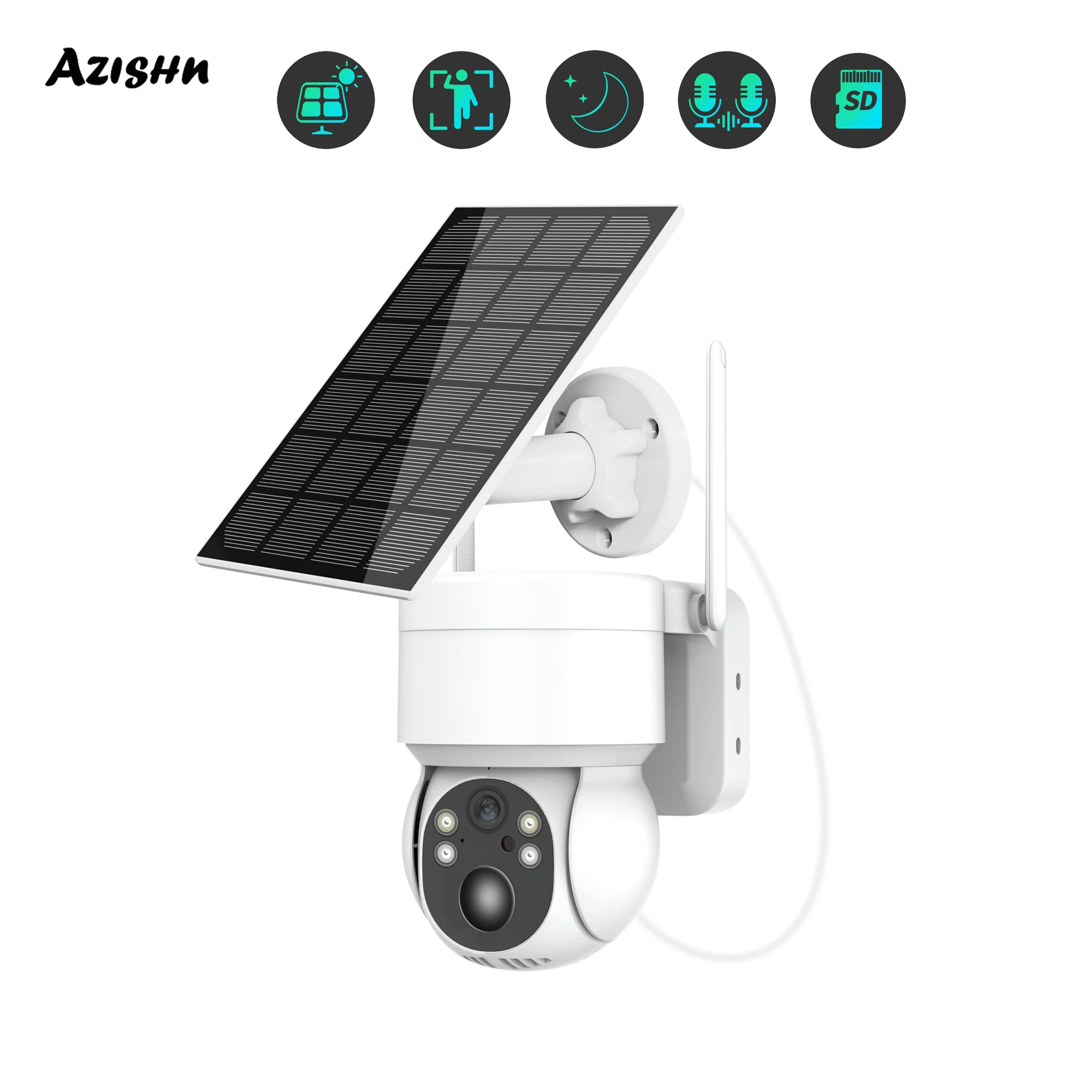 

AZISHN PTZ Security Outdoor Camera1080P 4X Optical Zoom PIR Motion Detection Color Night Vision WiFi Surveillance Camera