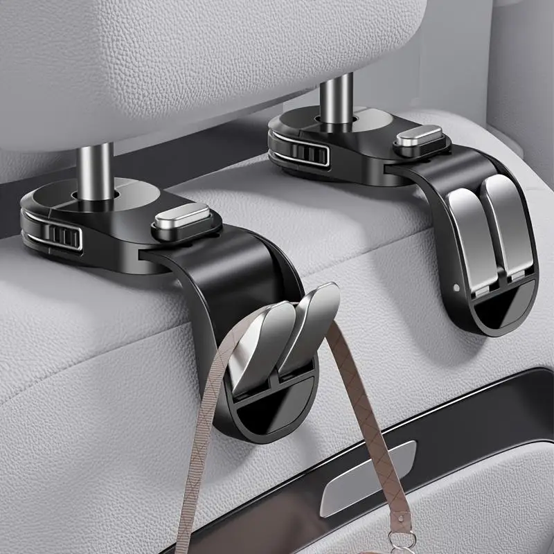 Heavy Duty 25kg Universal Car Seat Headrest Hooks ABS Spring Auto-Rebound Easy Install No Disassembly