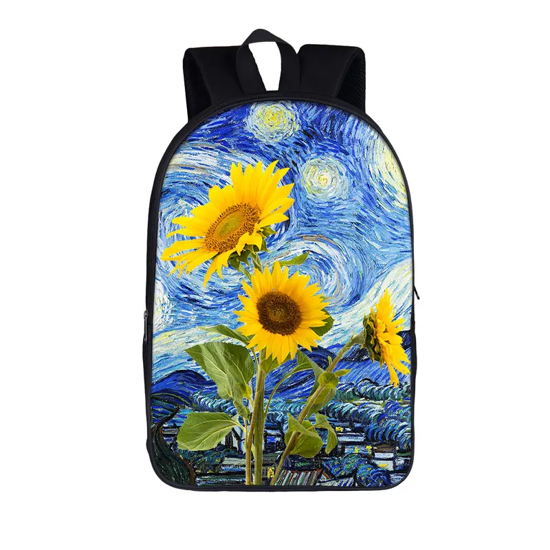 Van Gogh Sunflowers Backpacks Teenage School Bags Kids Bagpack Starry Night Sunflower School Backpack Man Women Travel Bags