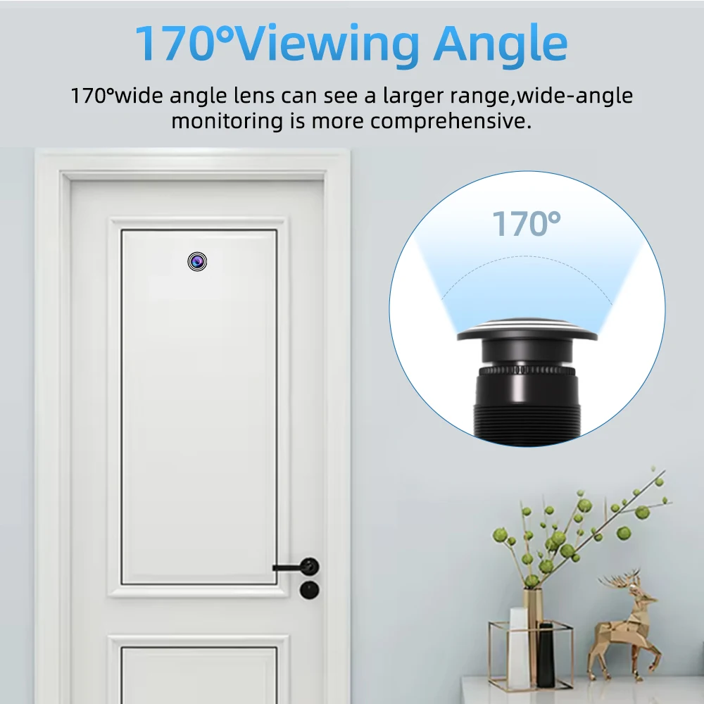 كاميرا ICSEE 3MP HD ثقب الباب واي فاي 170 °   عارض الباب ذو الزاوية الواسعة، كشف الحركة، أمن المنزل الذكي، تسجيل تلقائي لاسلكي على شكل عين القطة