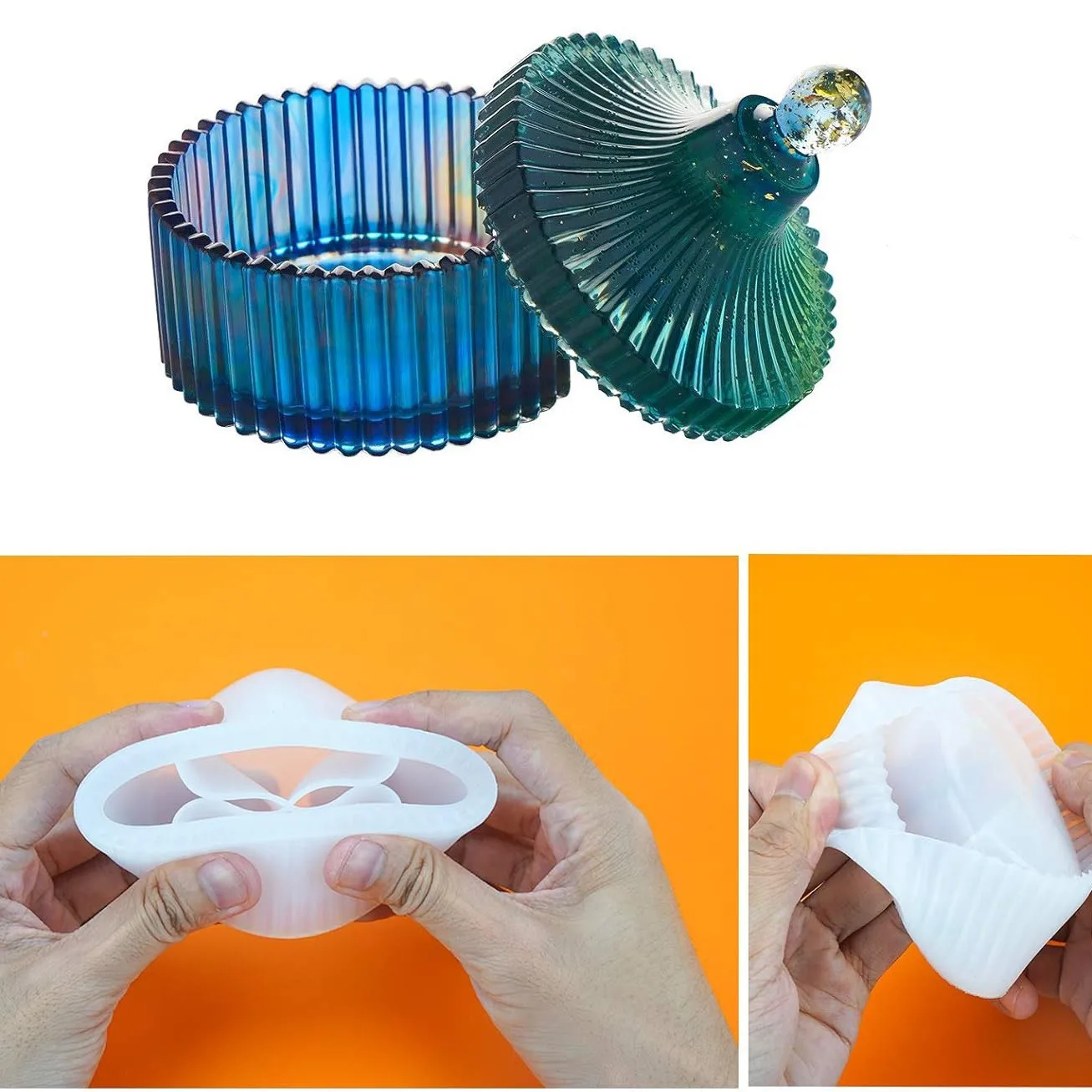 

Round Stripe Storage box Jewelry Box Craft Epoxy resin Molds Jar Silicone Mold Swing Table Decoration Art