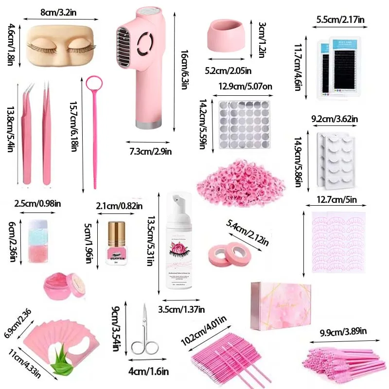 Professional eyelash extension practice set, a complete set of eyelash tools for practice, suitable for beginners to learn from.