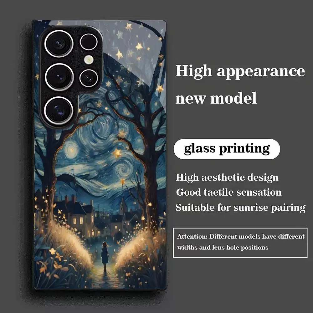 The little girl's glass phone case under the light is suitable for Samsung Galaxy S26 S25 S24 S22 S21 S20FE/Ultra/Plus anti drop