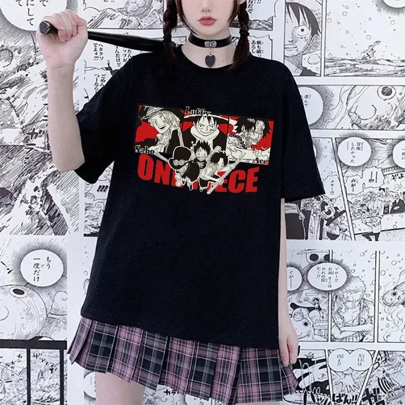 Harajuku Women Japanese Anime Portgas·D· Ace T Shirt Manga Graphic Tees Sabo T-shirt Unisex Summer Tops Monkey D. Luffy Tshirt