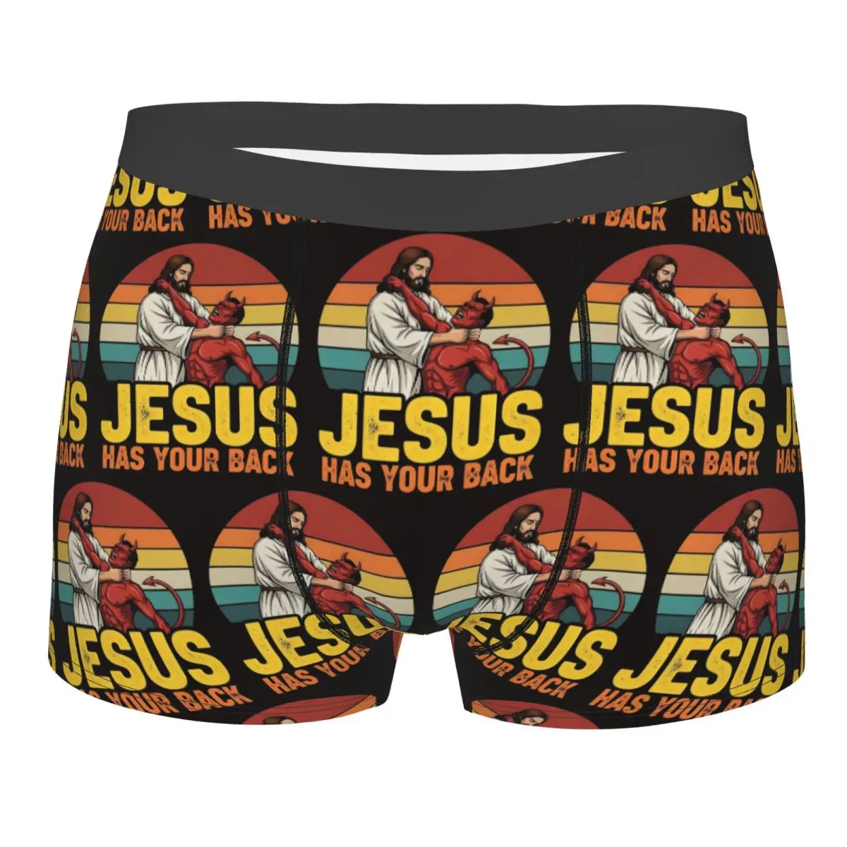 Boxer Underpants Shorts Jesus Has Your Back Jiu Jitsu Christian Panties Men Soft Underwear for Homme Man Boyfriend Gifts