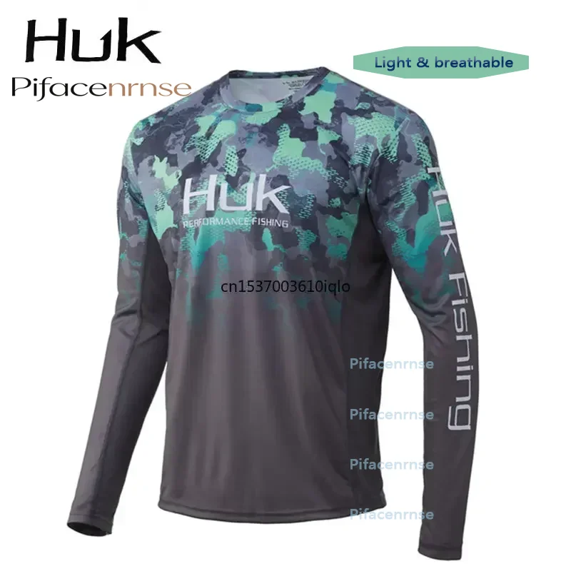 HUK Men's UPF 50+ Long Sleeve Hooded Fishing Shirt Breathable Sweatshirt with Mask UV Protection Fishing Apparel
