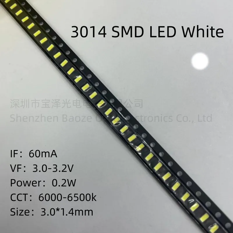 3014 SMD LED white 3.0*1.4mm High brightness High quality lamp beads