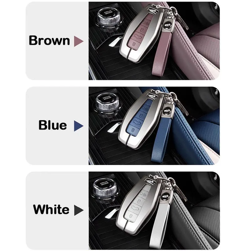 For Geely Monjaro Xingyue L Leather Alloy Car Key Protective Cover Remote Key Case Cover Holder Shell Auto Accessories