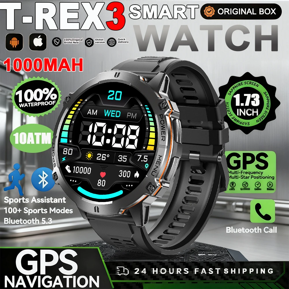

2025 New TANK X3 1000mAh Large Battery Military Smart Watch GPS Compass Altimeter 10ATM Waterproof BT Call Sports Smartwatch Men