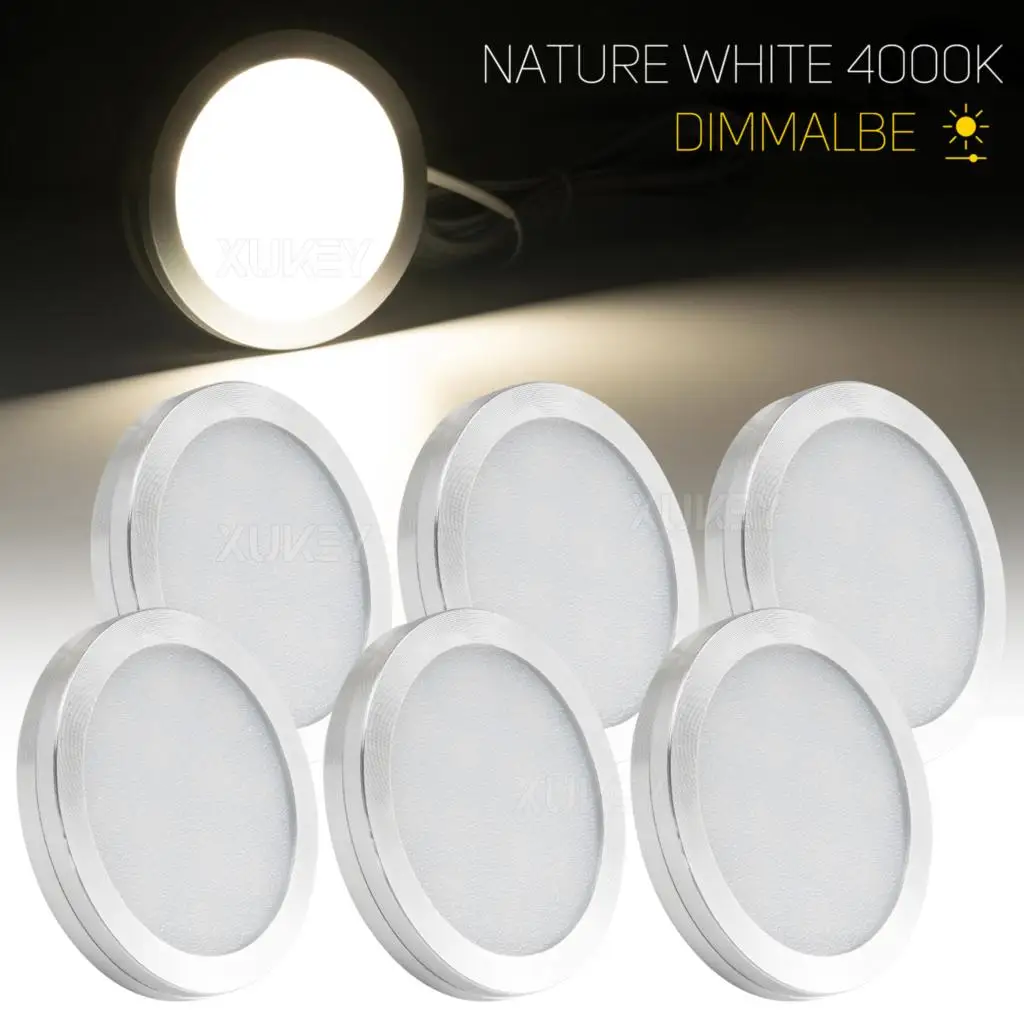 6x Round 60mm 2.4inch RV Interior Lights White 4000K Dimmable LED Under Cabinet Light Roof Ceiling Spot Lights Boat Kitchen Home image 2