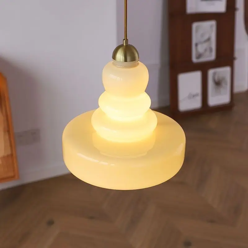 French Retro Colored Gourd Design Small Pendant Light Decorative Hanging Lamp for Restaurant Bedroom Hotel Bar Room Decor