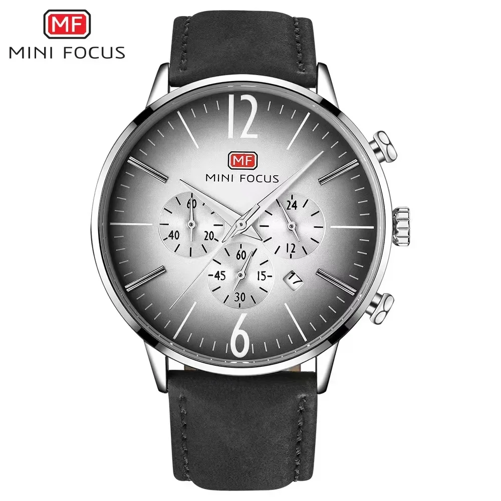 MINI FOCUS Relogio Masculino Men\'s Quartz Watches Men Leather Strap Fashion Sports Casual Clock Male Quartz-Watch 0114G