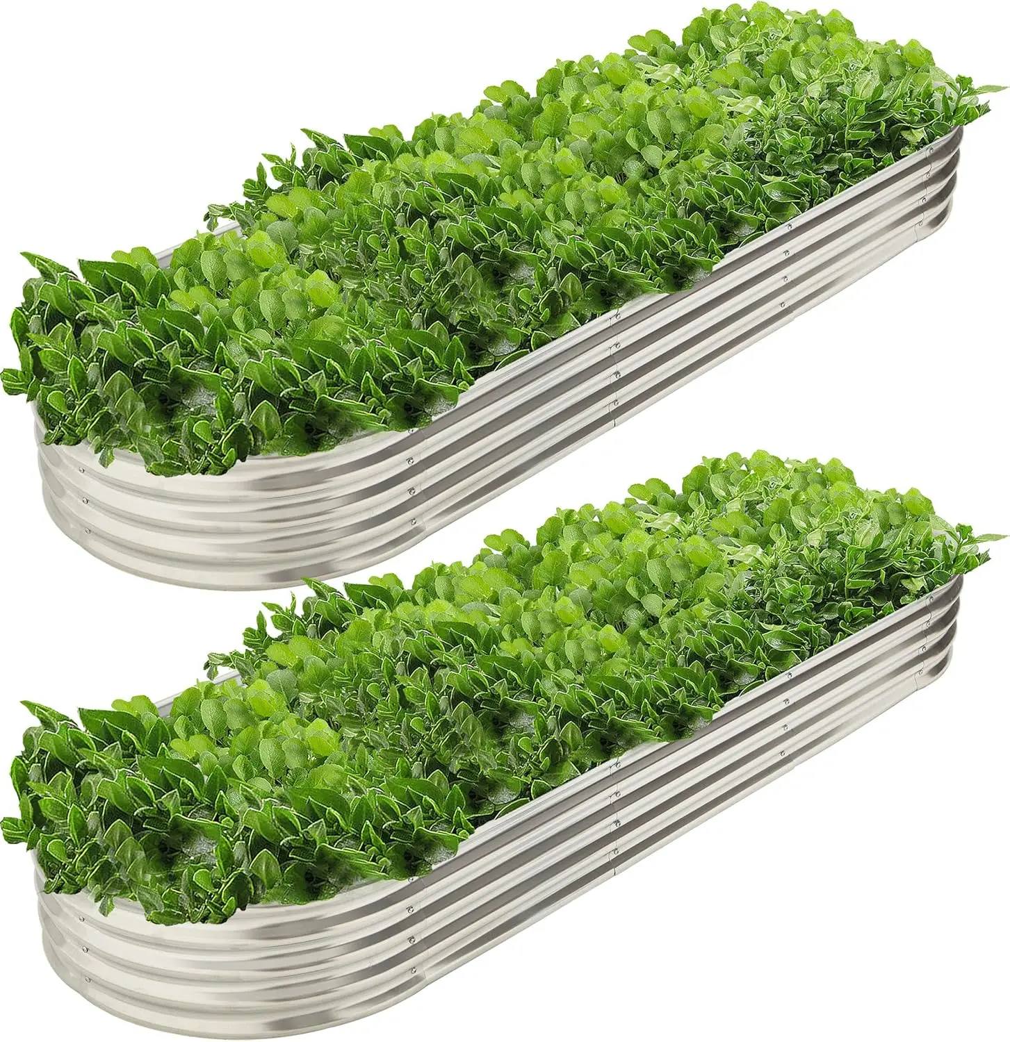 

Metal Oval Raised Garden Bed Planter Set of 2, Easy Assembly for Vegetables Herbs Flowers
