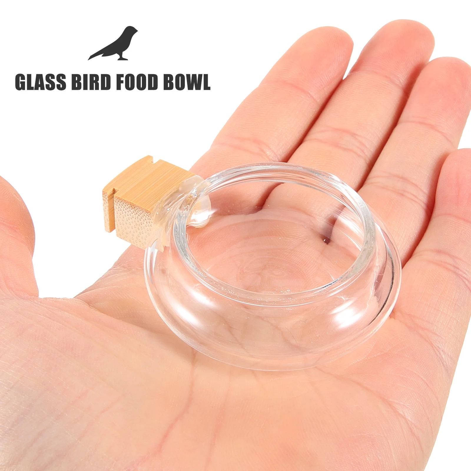 

3Pcs Glass Bird Feeding Bowl Set Bamboo Mount Splash Proof Pet Food Water Dispenser for Parrot Cockatiel Cage Accessories