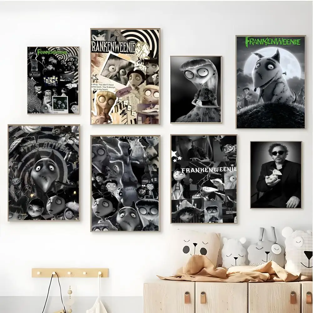 Póster peculiar de Frankenweenie Tim Burton-s, arte autoadhesivo, decoración de pared impermeable para cafetería, bar, habitación
