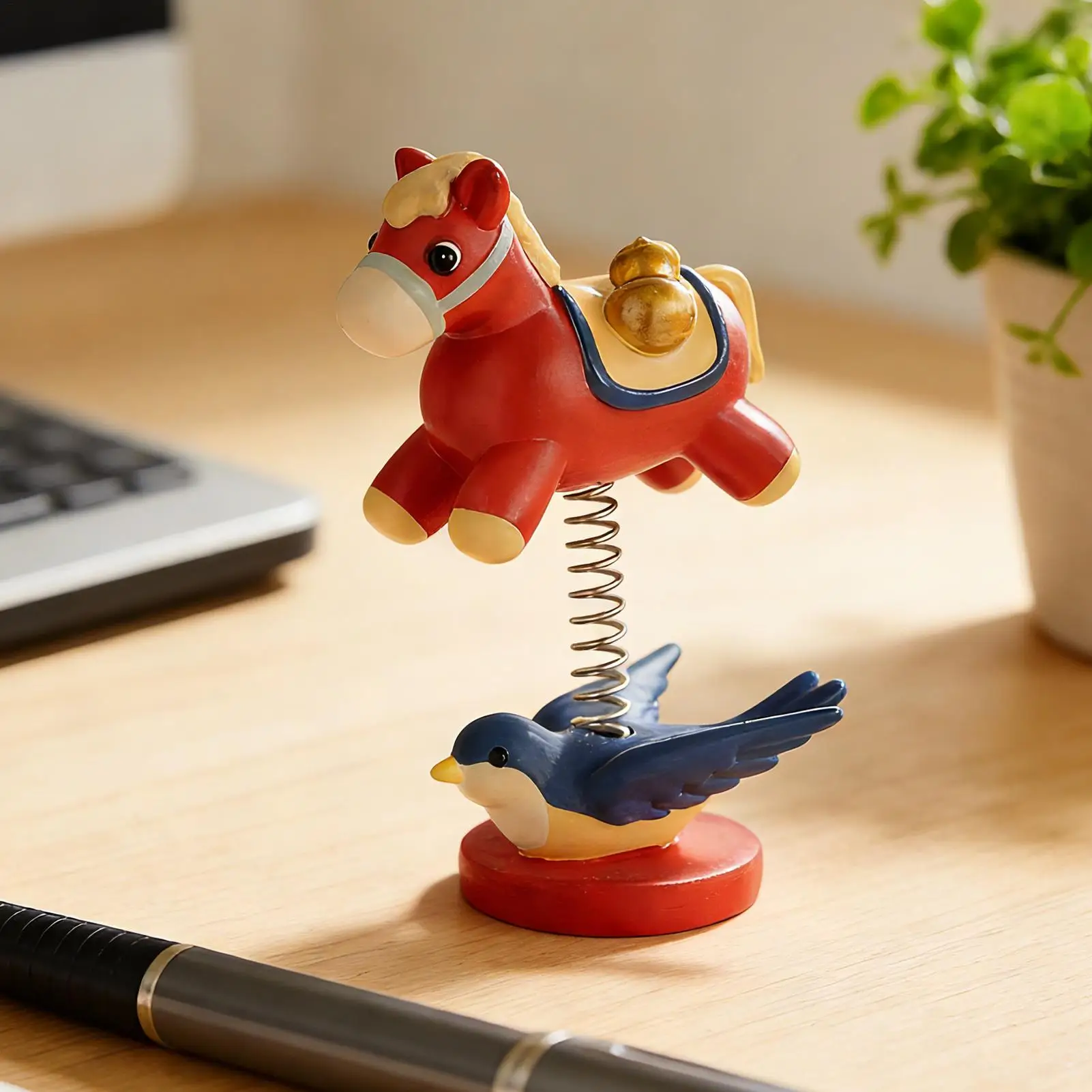 Vintage Rocking Horse Traditional Realistic Statue Rocking Horse Ornaments for Friends Students Adults Men Women Home Indoor