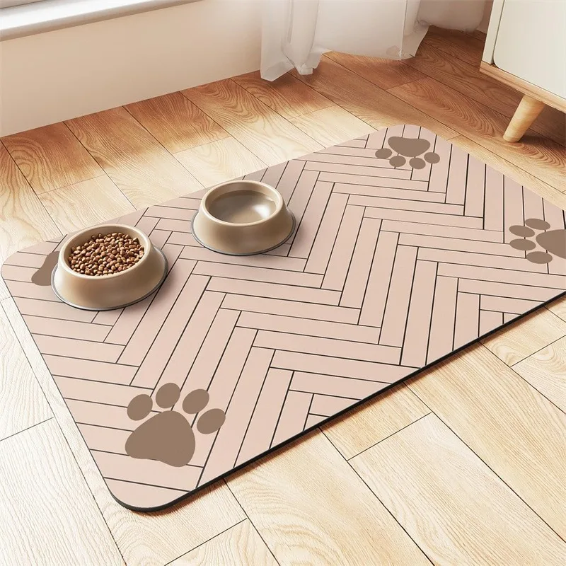 Absorbent Pet Feeding Mat with Rubber Backing Quick Dry Water Bowl Mat for Dogs And Cats Food Placemat Waterproof view 6