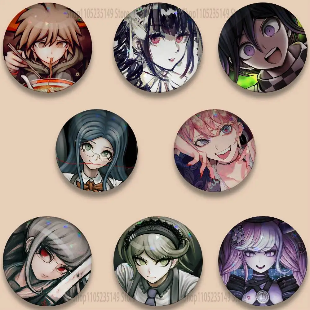 Game D-Danganronpa 58mm Icon Badge Handmade Tinplate Brooch for Backpack Clothes Chest Ornament Gifts