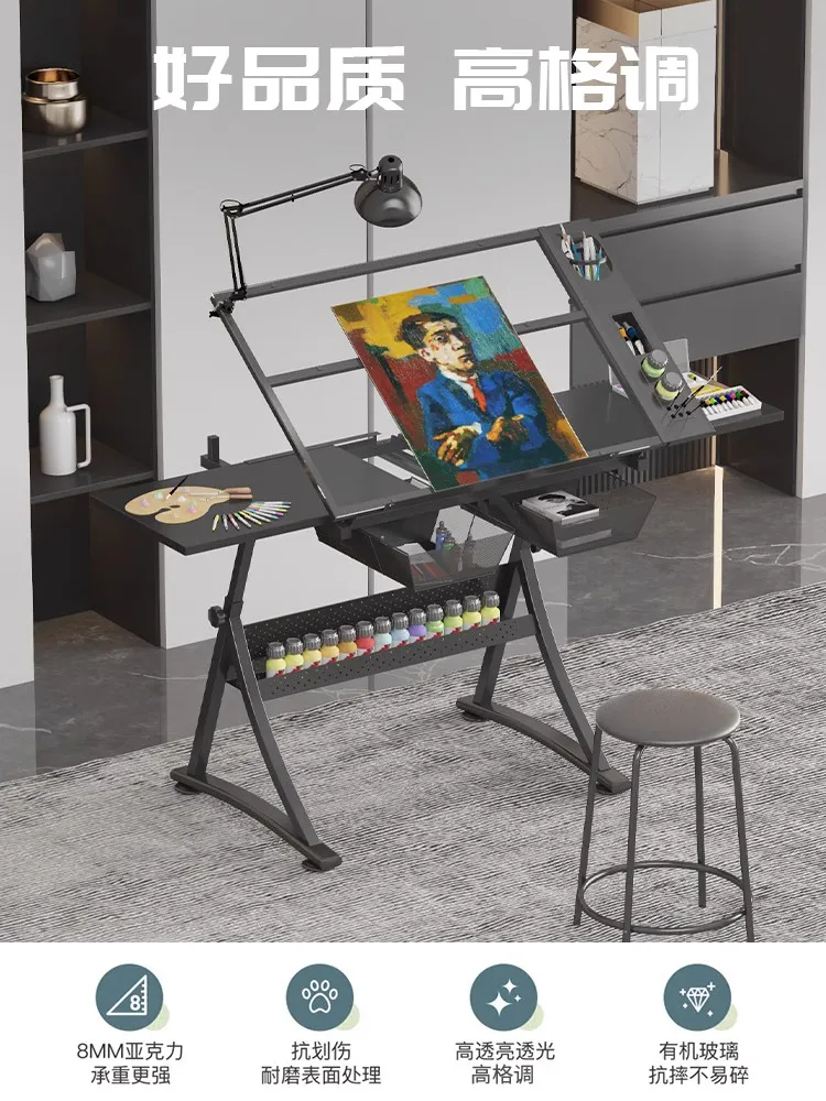 Art Drawing Table Glass Lifting Calligraphy Painting Painting Painting Case Drawing Designer Desk Workbench Table