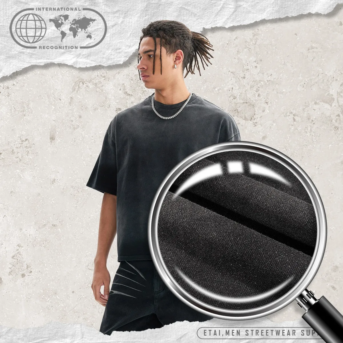 Summer Clothes Customized T Shirt Graphic Oversized Streetwear Acid Wash Black Short Sleeve Tee Boxy Fit Round Neck Cotton Tee