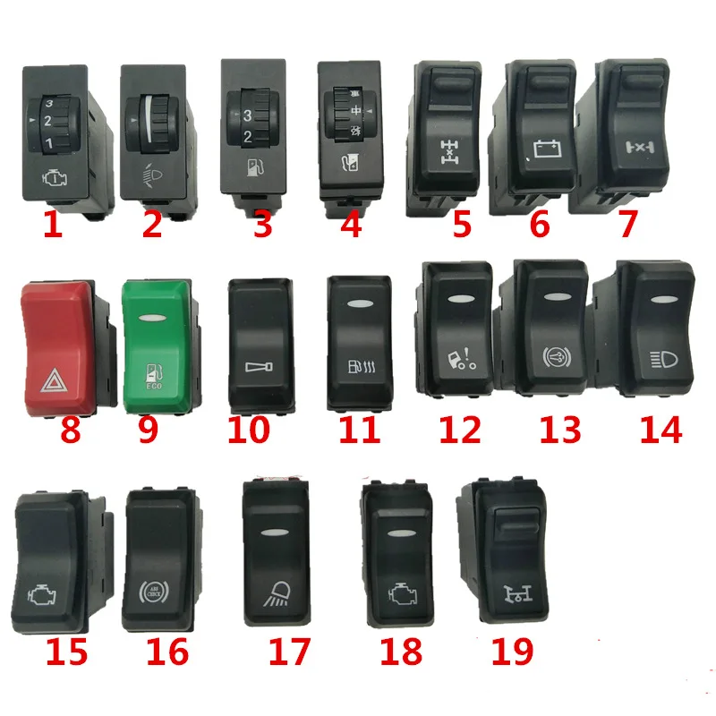 

NO.1-6 Rocker Switch Used For CNHTC SINOTRUK SITRAK C7H Cab Dashboard Crisis Switch Headlight Horn Various Switches